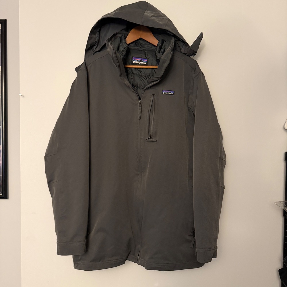 Patagonia Mens Tres 3-in-1 Parka Jacket Gray Softshell Puffer Liner Large